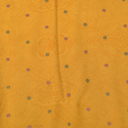 Sanskriti Vintage Soft Yellow Pure Crepe Silk Sari Embroidered Print Saree 5.5Yd