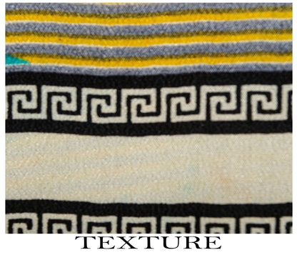 Sanskriti Vintage Saree Blue Pure Crepe Print Geometric Wave Sari 5.5Yard Fabric