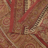 Sanskriti Vintage Soft Red Pure Crepe Sari Handblock Kalamkari Print Saree 5.5Yd