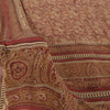 Sanskriti Vintage Soft Red Pure Crepe Sari Handblock Kalamkari Print Saree 5.5Yd