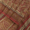 Sanskriti Vintage Soft Red Pure Crepe Sari Handblock Kalamkari Print Saree 5.5Yd