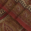 Sanskriti Vintage Soft Red Pure Crepe Sari Handblock Kalamkari Print Saree 5.5Yd