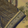 Sanskriti Vintage Soft Cream-Blue Pure Crepe Silk Sari Floral Print Saree 5.5Yd
