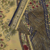 Sanskriti Vintage Soft Cream-Blue Pure Crepe Silk Sari Floral Print Saree 5.5Yd