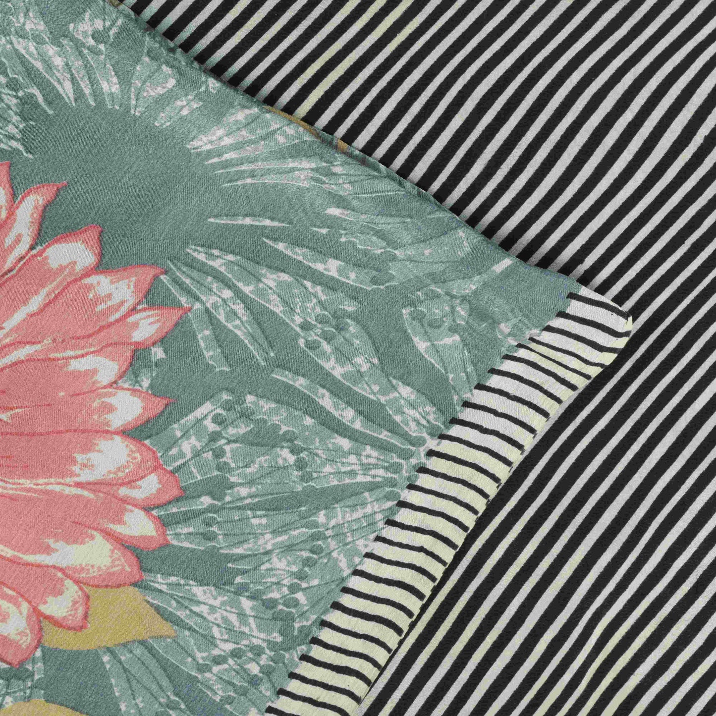 Sanskriti Vintage Saree Grayish Blue Pure Crepe Silk Floral Printed Sari 5.5 Yd