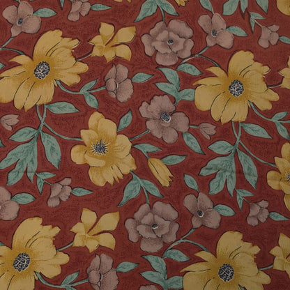 Sanskriti Vintage Soft Brown 100%Pure Crepe Silk Sari Floral Printed Saree 5+d