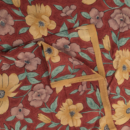 Sanskriti Vintage Soft Brown 100%Pure Crepe Silk Sari Floral Printed Saree 5+d