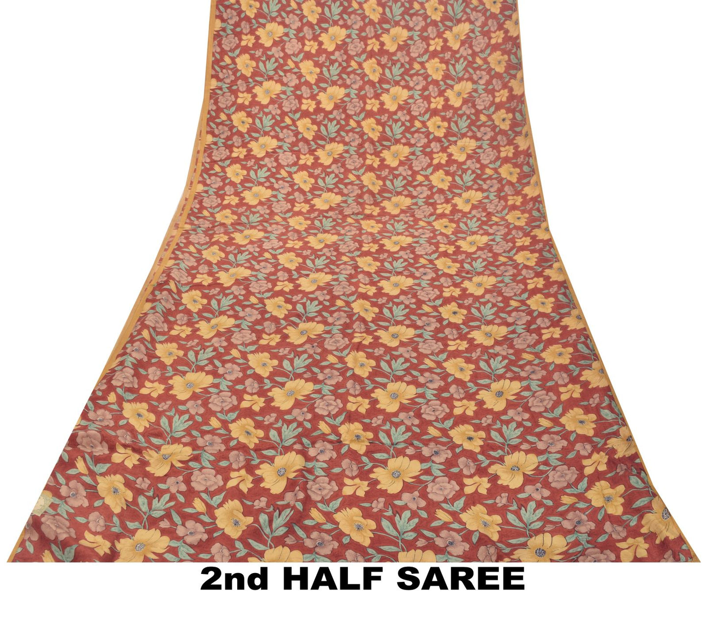 Sanskriti Vintage Soft Brown 100%Pure Crepe Silk Sari Floral Printed Saree 5+d