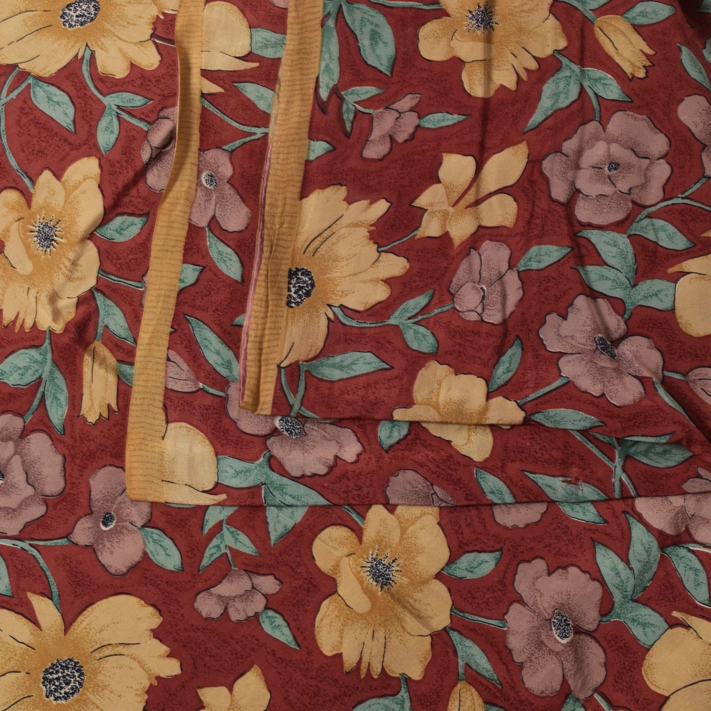 Sanskriti Vintage Soft Brown 100%Pure Crepe Silk Sari Floral Printed Saree 5+d