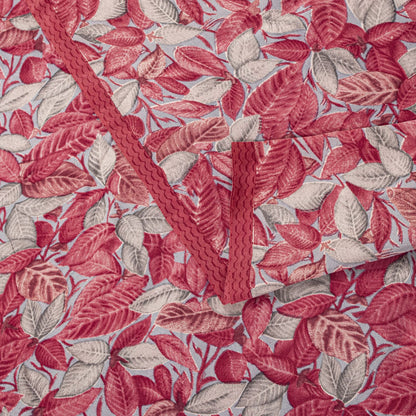 Sanskriti Vintage Pink Soft Pure Crepe Silk Sari Leaf Digital Print Saree 5.5Yd