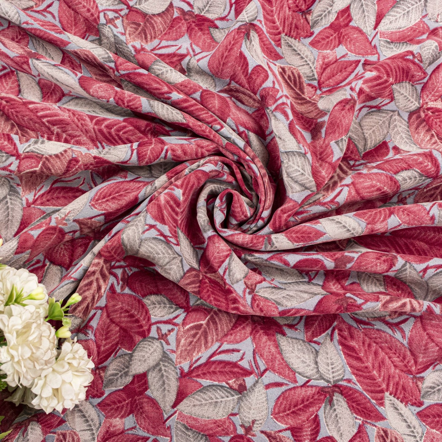Sanskriti Vintage Pink Soft Pure Crepe Silk Sari Leaf Digital Print Saree 5.5Yd