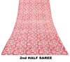Sanskriti Vintage Pink Soft Pure Crepe Silk Sari Leaf Digital Print Saree 5.5Yd