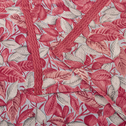 Sanskriti Vintage Pink Soft Pure Crepe Silk Sari Leaf Digital Print Saree 5.5Yd