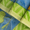 Sanskriti Vintage Blue Soft Pure Crepe Silk Sari Floral Digital Print Saree 5.5Y