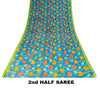 Sanskriti Vintage Blue Soft Pure Crepe Silk Sari Floral Digital Print Saree 5.5Y