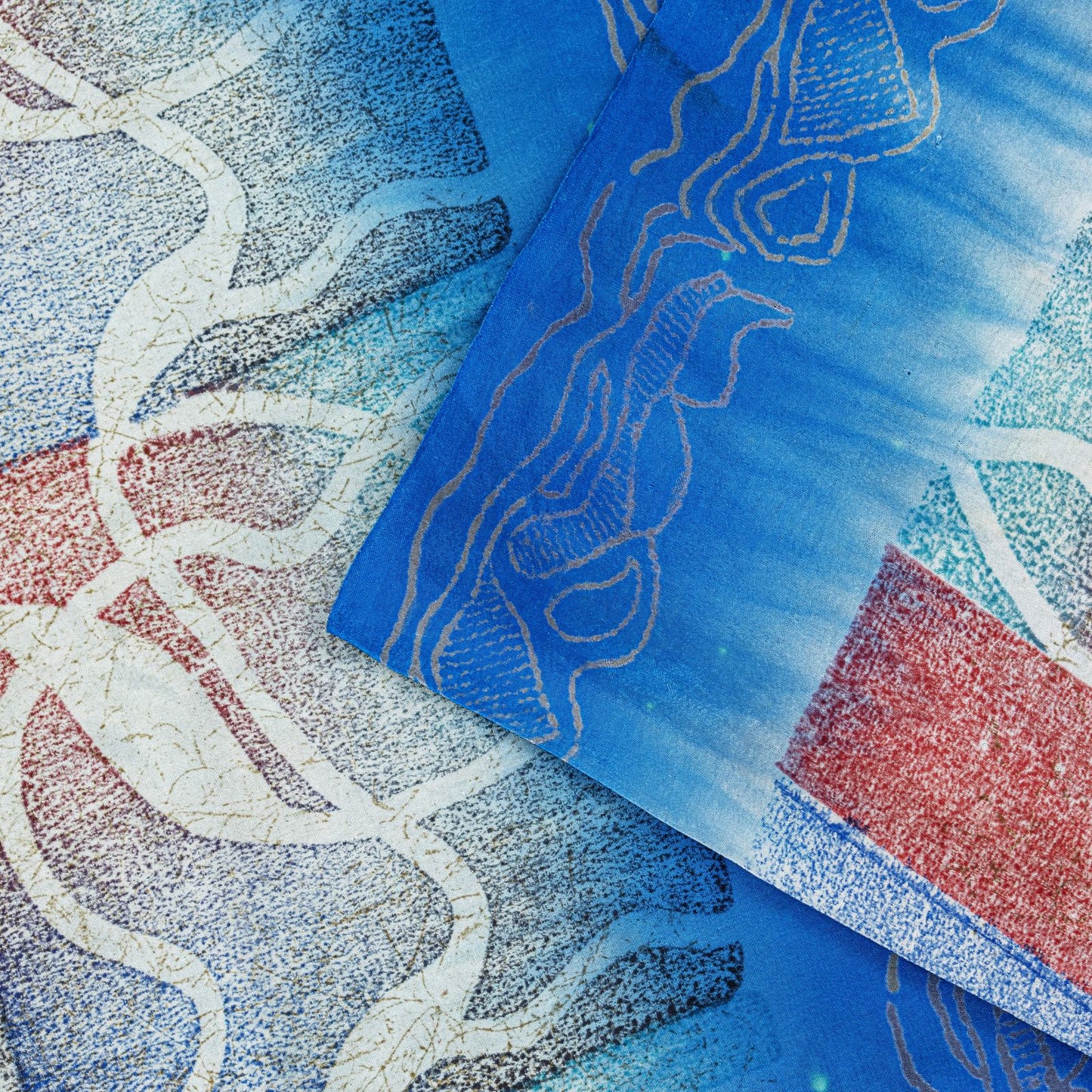 Sanskriti Vintage Blue Soft Sari 100% Pure Crepe Silk Abstract Print Saree 5.5Yd