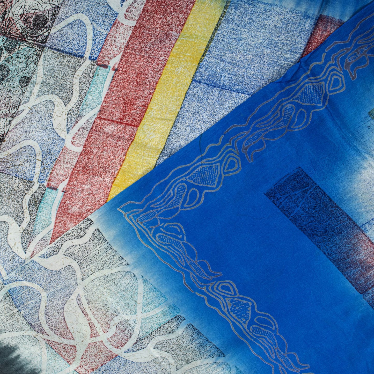 Sanskriti Vintage Blue Soft Sari 100% Pure Crepe Silk Abstract Print Saree 5.5Yd