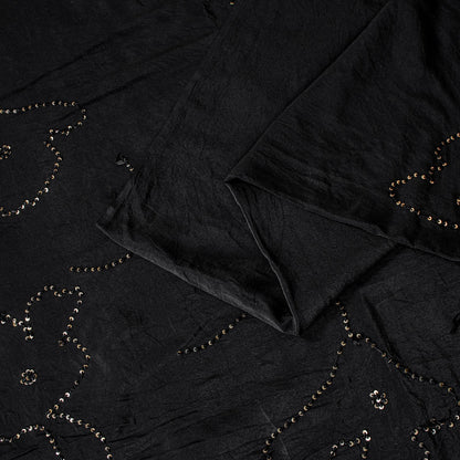Sanskriti Vintage Soft Pure Crepe Silk Hand Embroidered Sequins Sari Saree 5.5Yd