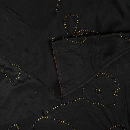 Sanskriti Vintage Soft Pure Crepe Silk Hand Embroidered Sequins Sari Saree 5.5Yd