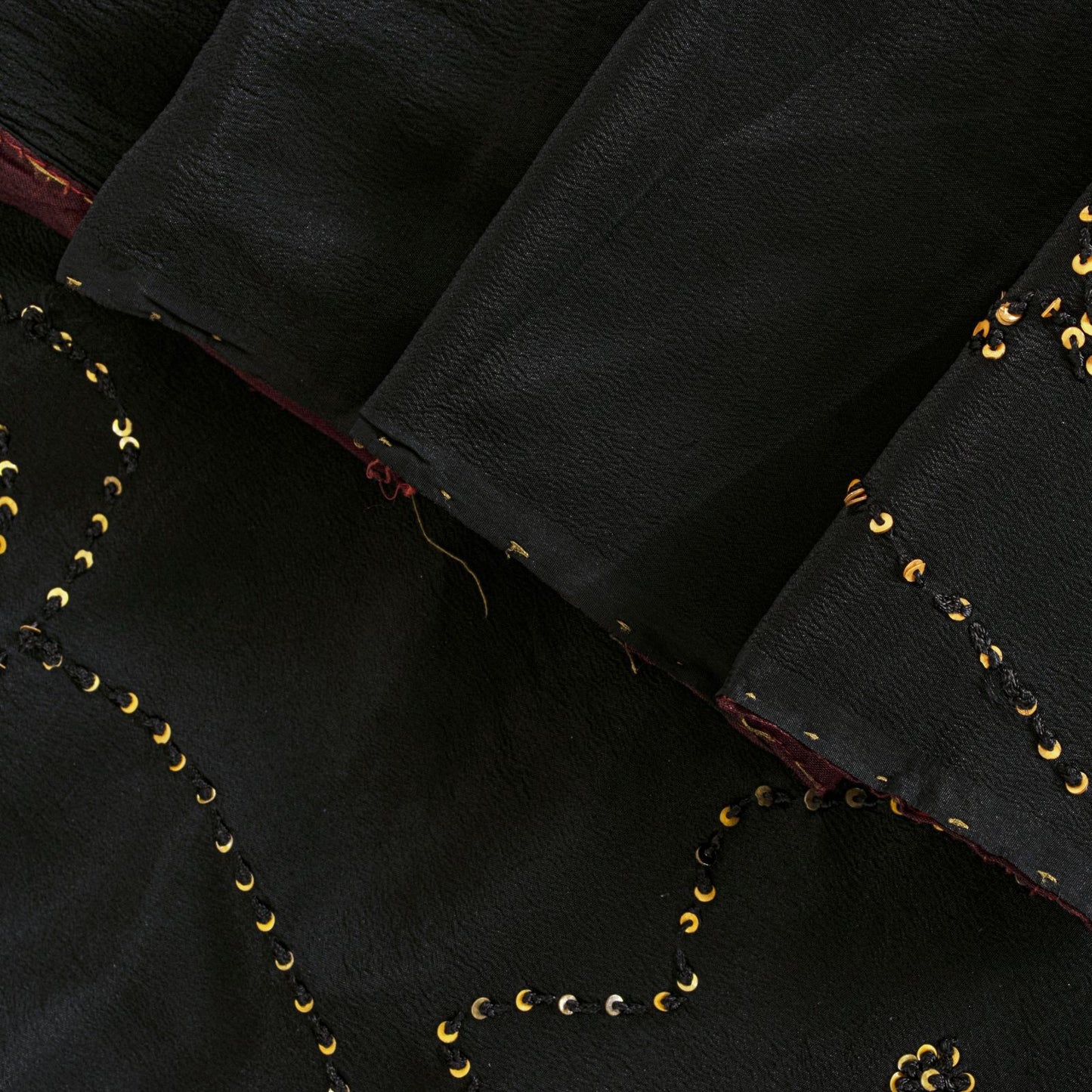 Sanskriti Vintage Soft Pure Crepe Silk Hand Embroidered Sequins Sari Saree 5.5Yd