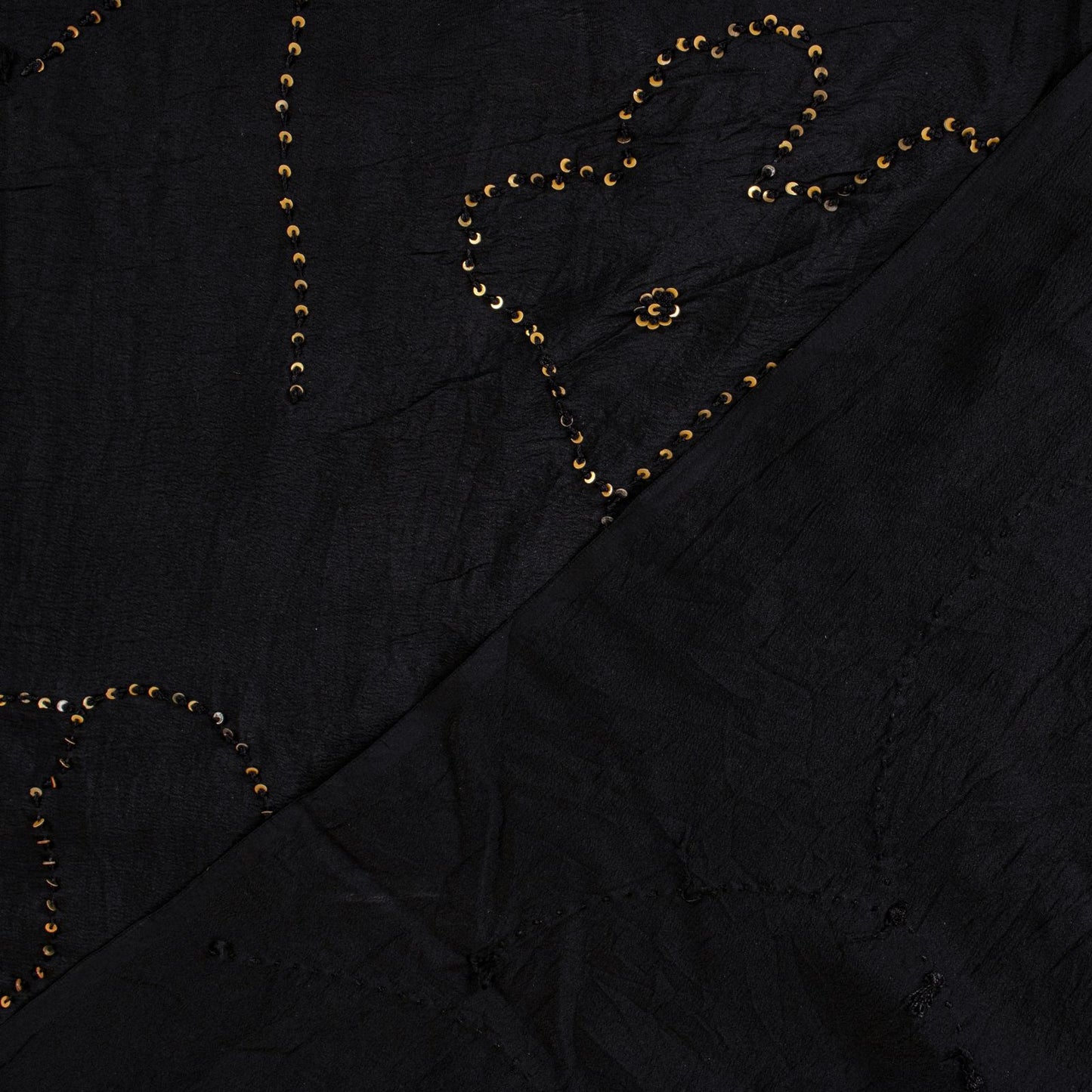 Sanskriti Vintage Soft Pure Crepe Silk Hand Embroidered Sequins Sari Saree 5.5Yd