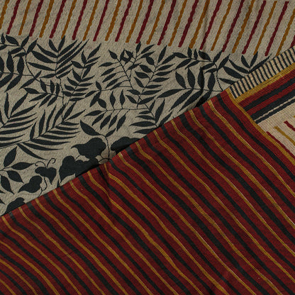 Sanskriti Vintage Beige Soft Pure Crepe SilkSari Floral Print Saree 5.5Yd Fabric