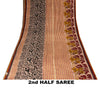 Sanskriti Vintage Beige Soft Pure Crepe SilkSari Floral Print Saree 5.5Yd Fabric