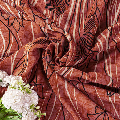 Sanskriti Vintage Soft Orange 100% Pure Crepe Silk Sari Floral Print Saree 5.5Yd