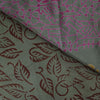 Sanskriti Vintage Green Soft Pure Crepe Silk Sari Leaf Handblock Print Saree 5+Y