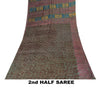 Sanskriti Vintage Green Soft Pure Crepe Silk Sari Leaf Handblock Print Saree 5+Y