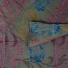 Sanskriti Vintage Green Soft Pure Crepe Silk Sari Leaf Handblock Print Saree 5+Y