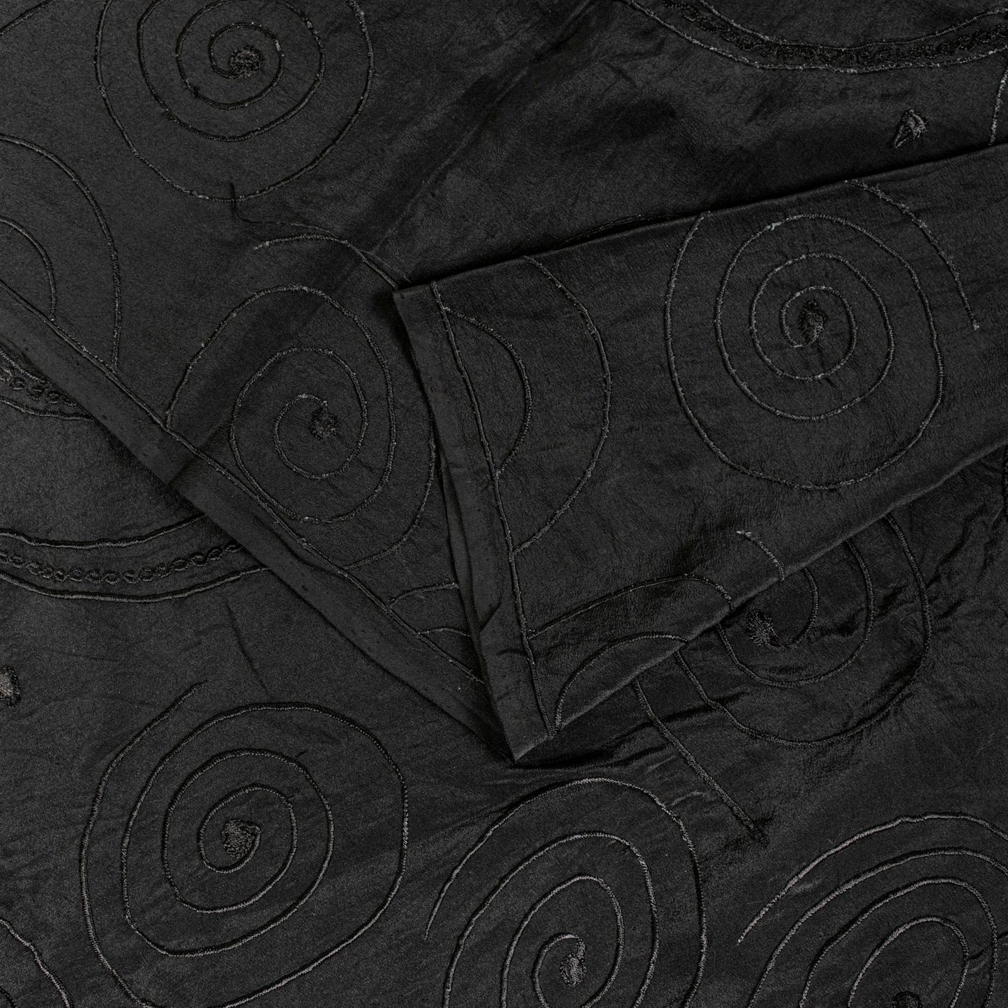 Sanskriti Vintage Soft Black Pure Crepe Silk Sari Embroidered Saree 5.5Yd Fabric