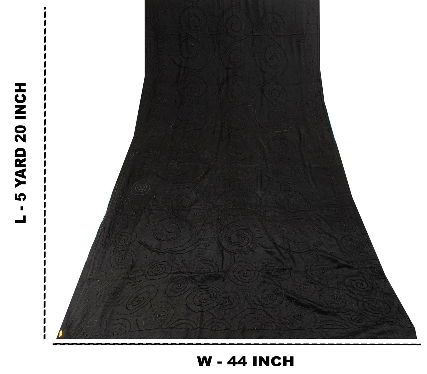 Sanskriti Vintage Soft Black Pure Crepe Silk Sari Embroidered Saree 5.5Yd Fabric
