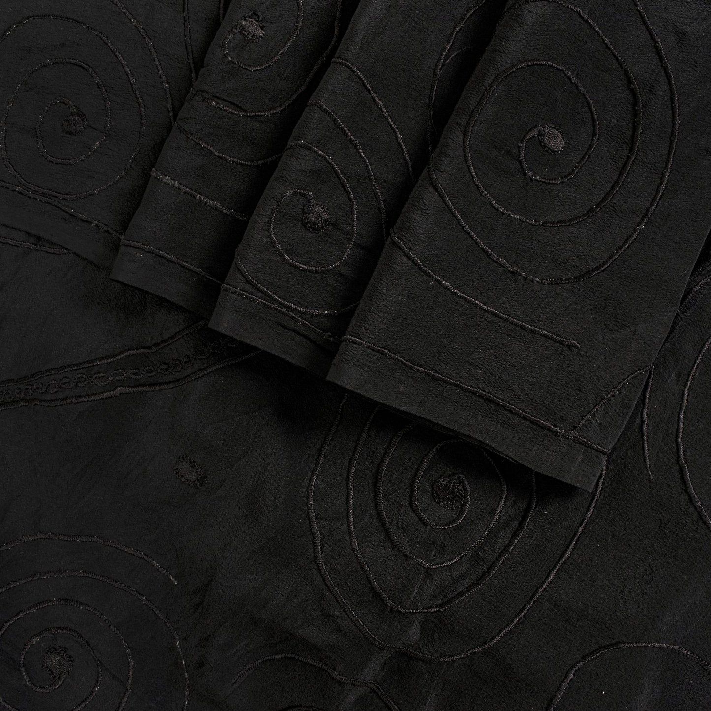 Sanskriti Vintage Soft Black Pure Crepe Silk Sari Embroidered Saree 5.5Yd Fabric