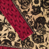 Sanskriti Vintage Cream-Black Pure Crepe Sari Floral Digital Printed Saree 5.5Yd