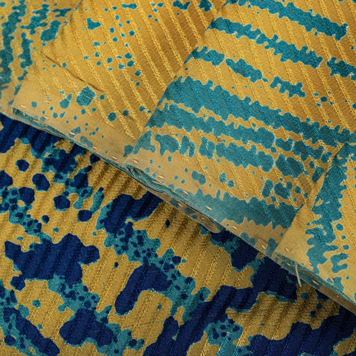 Sanskriti Vintage Saree Blue Pure Crepe Silk Abstract Printed Sari 5.5+Yd Fabric