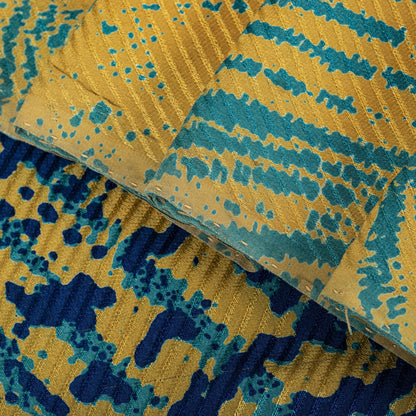 Sanskriti Vintage Saree Blue Pure Crepe Silk Abstract Printed Sari 5.5+Yd Fabric