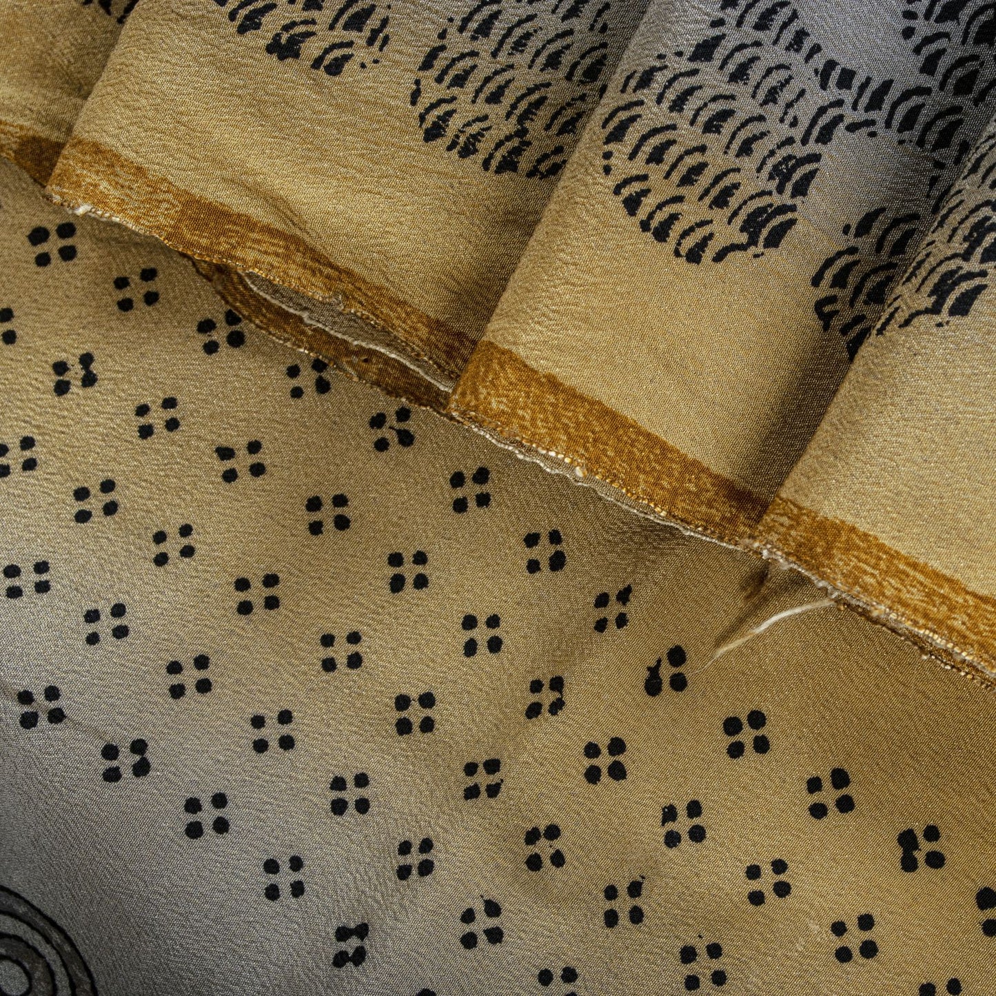 Sanskriti Vintage Saree Beige Pure Crepe Silk Floral Printed Sari 6.5+Yd Fabric