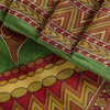 Sanskriti Vintage Saree Green 100% Pure Crepe Silk Mandala Art Print Sari 5.5+Yd