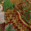 Sanskriti Vintage Saree Green 100% Pure Crepe Silk Mandala Art Print Sari 5.5+Yd