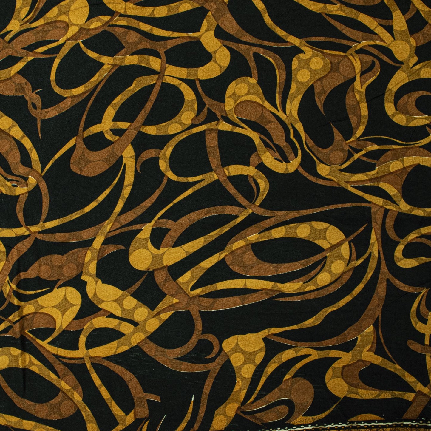 Sanskriti Vintage Saree Yellow Pure Crepe Silk Abstract Print Sari 5.5+Yd Fabric