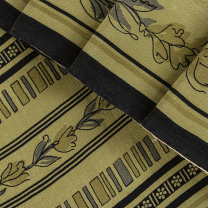 Sanskriti Vintage Cream Pure Crepe Silk Saree Floral Strip Printed 5.5 Yard Sari