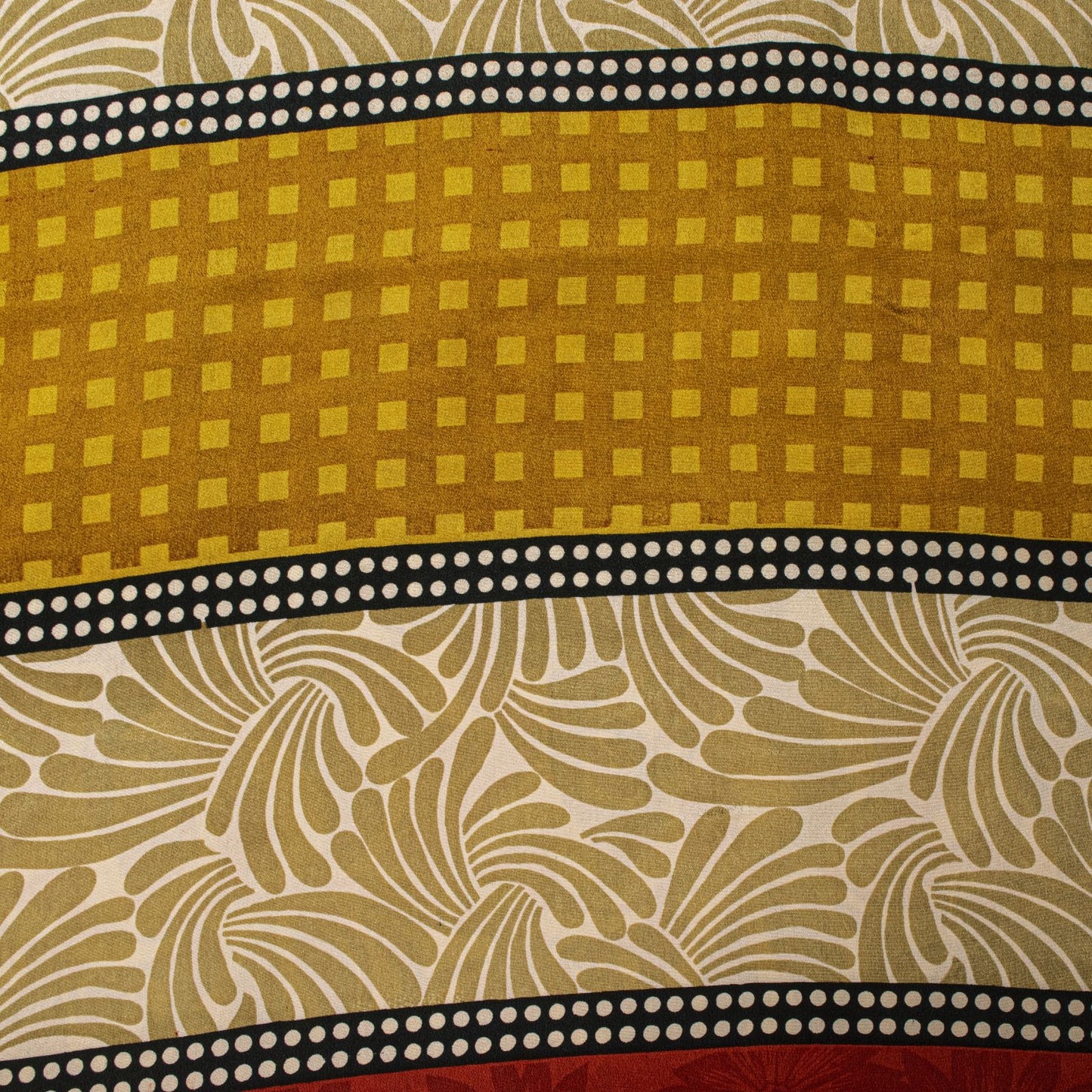 Sanskriti Vintage Yellow Pure Crepe Silk Saree Abstract Floral Print Sari 5.5Yd