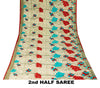 Sanskriti Vintage Saree Peach Pure Crepe Floral Digital Print Sari 5.5+Yd Fabric