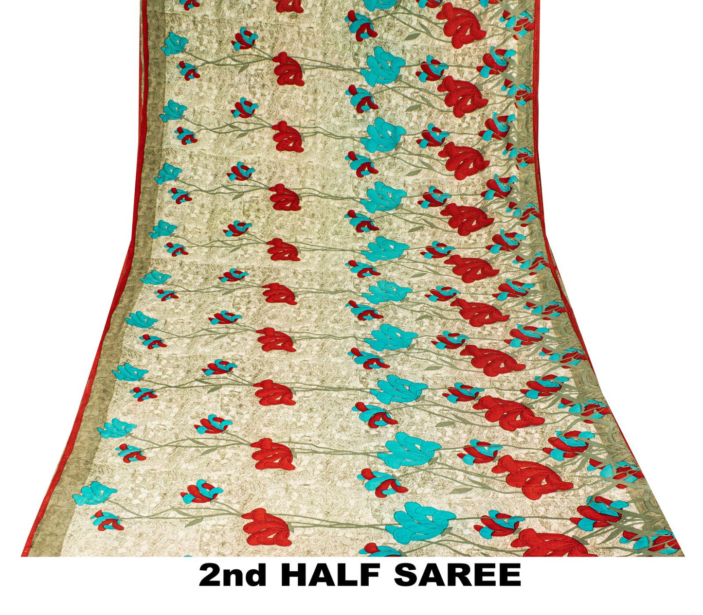 Sanskriti Vintage Saree Peach Pure Crepe Floral Digital Print Sari 5.5+Yd Fabric