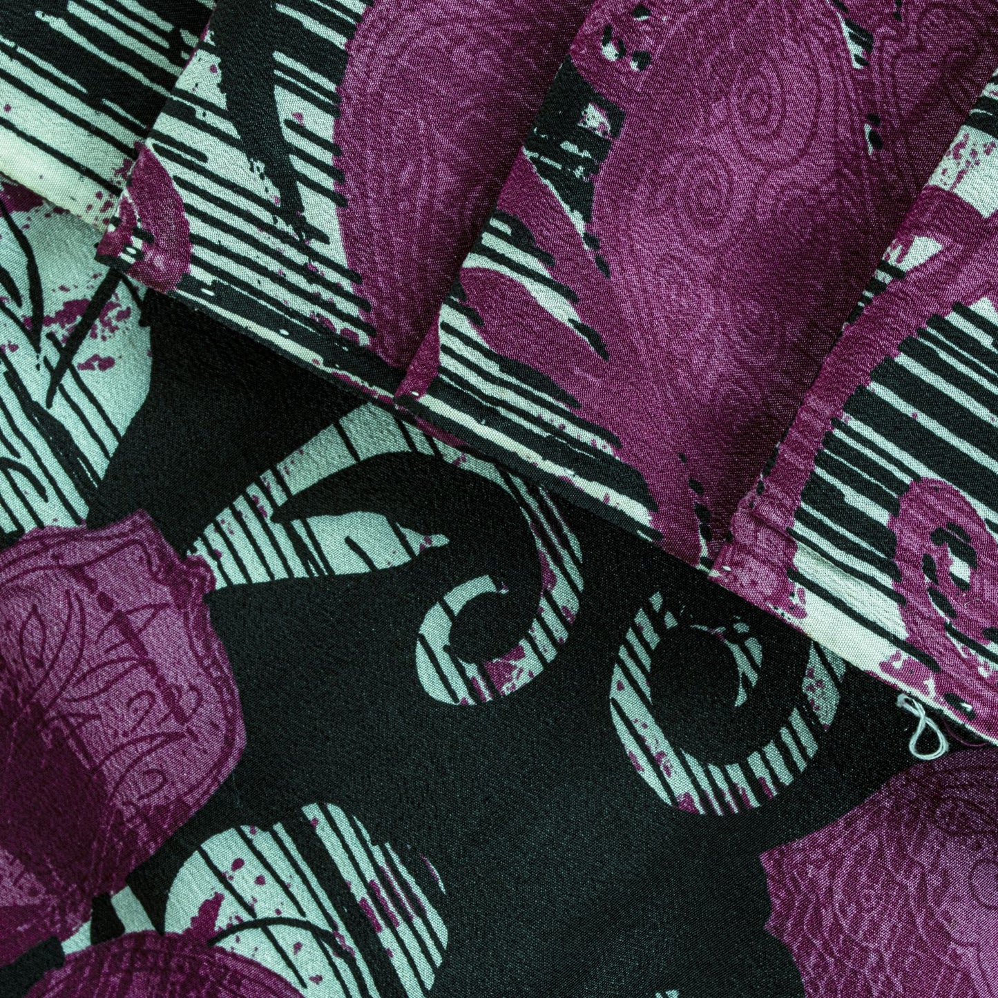 Sanskriti Vintage Saree Purple Pure Crepe Silk Floral Screen Printed Sari 5.5+Yd