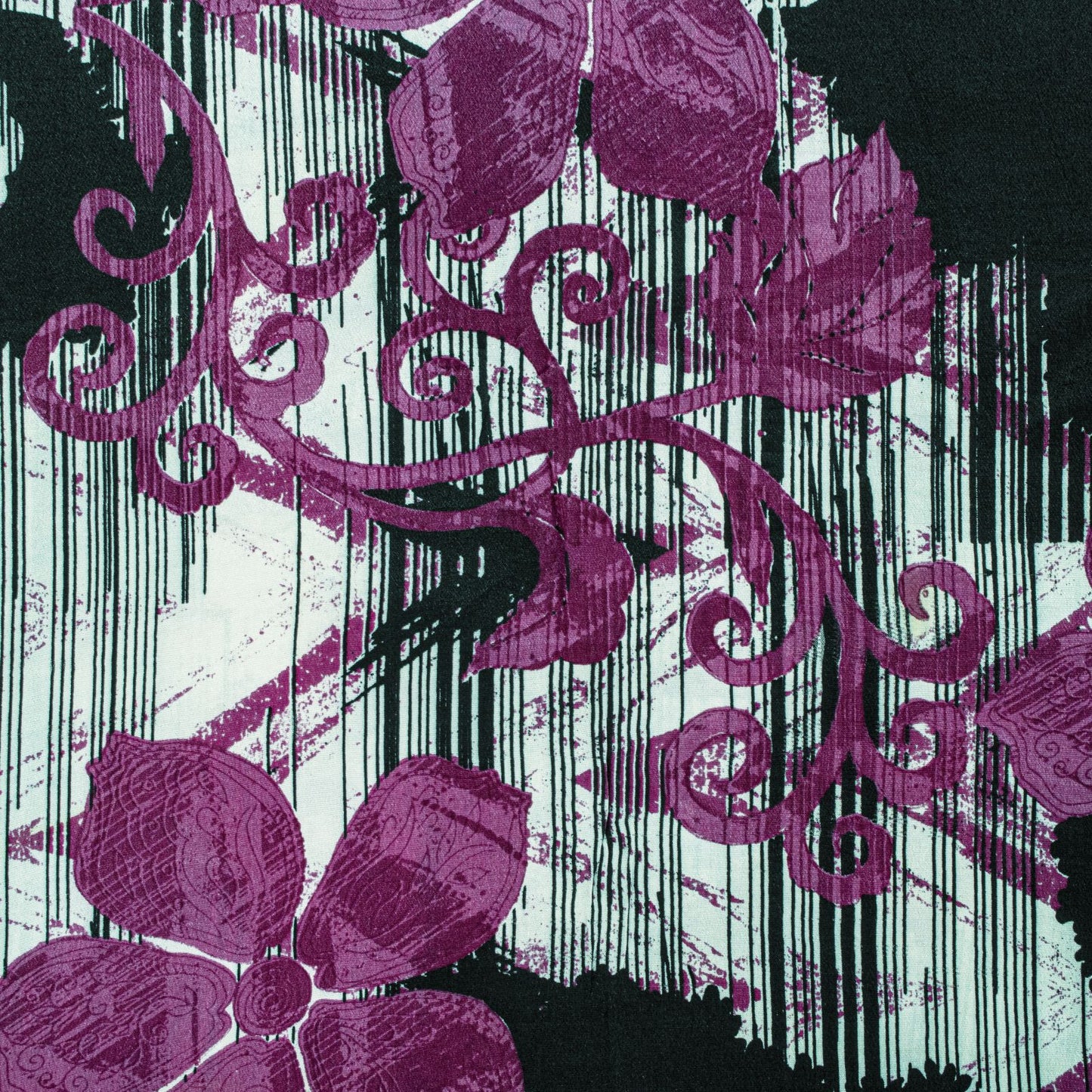 Sanskriti Vintage Saree Purple Pure Crepe Silk Floral Screen Printed Sari 5.5+Yd