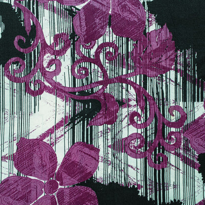 Sanskriti Vintage Saree Purple Pure Crepe Silk Floral Screen Printed Sari 5.5+Yd