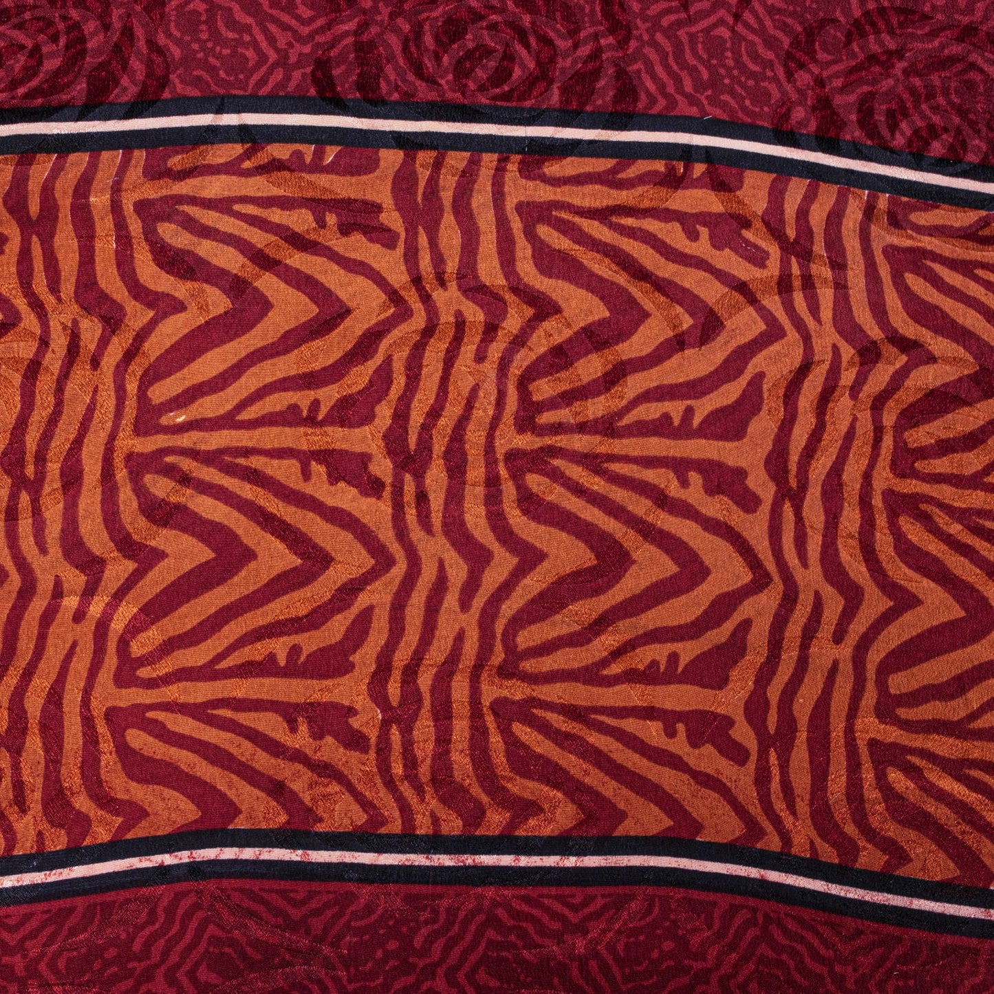 Sanskriti Vintage Saree Brown Pure Crepe Silk Floral Printed Sari 5.5+Yd Fabric