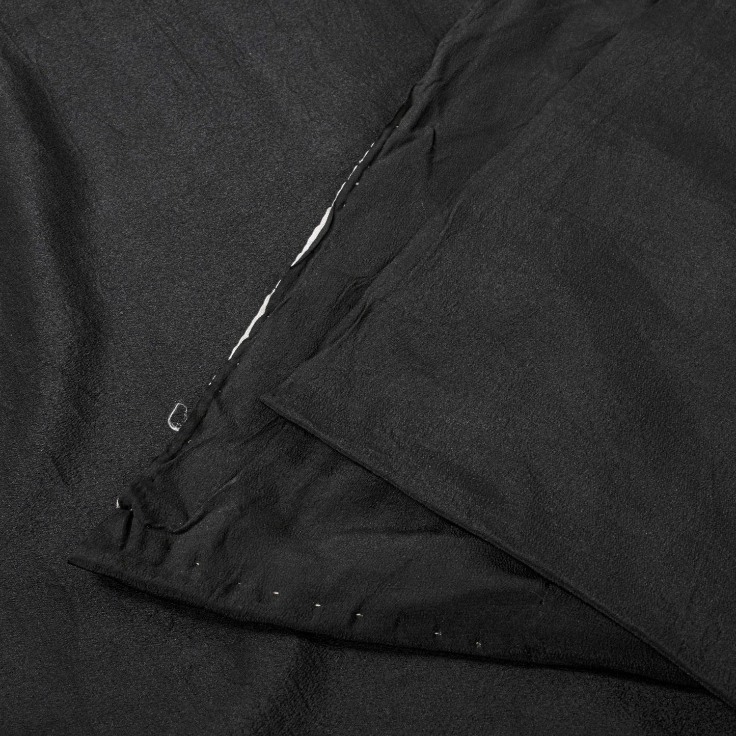 Sanskriti Vintage Saree Black Pure Crepe Solid/Plain Sari 5.5+Yd Craft Fabric